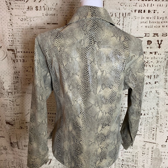 Leather Snakeskin Button Down Blouse Top Biker - Picture 8 of 9